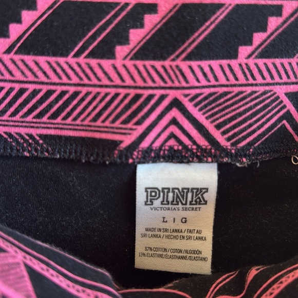 Pink Victorias Secret Leggings Size Large Geometric Print Black/Pink High Rise - Picture 7 of 13